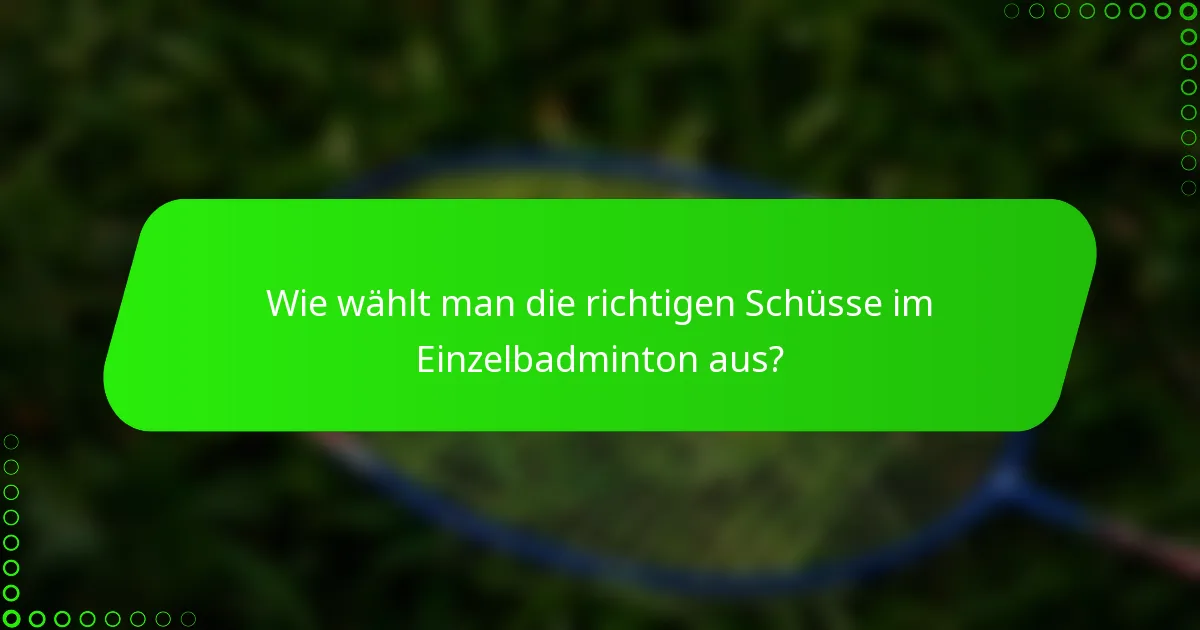 Wie wählt man die richtigen Schüsse im Einzelbadminton aus?